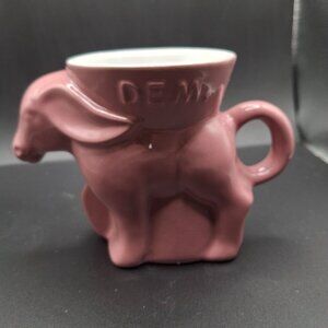 Frankoma Pottery 1992 Demi Donkey Mug Pink Ceramic Collectible Animal-Shaped